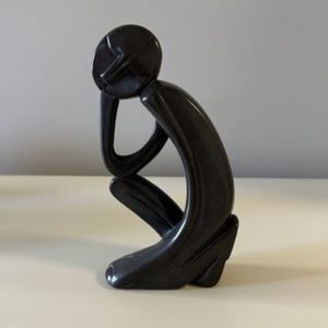 Soapstone Thinking Man Sculpture
